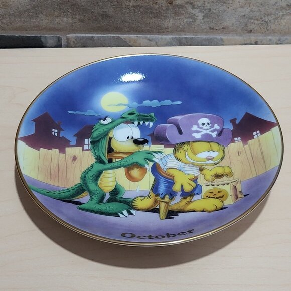 Garfield Calendar October Plate Jim Davis Plate No A 1444 Danbury Mint - Picture 12 of 14